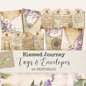 Etiquetas de Escrituras para Diários de Viagem com Versículos Bíblicos, Bolsos, Coisas Efêmeras, Diários de Viagem com Base na Fé, Mini Envelopes para Diários de Viagem