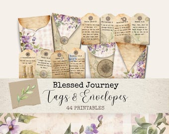 Scripture Tags for Bible Verse Travel Journals, Pockets, Ephemera, Faith-Based Junk Journaling, Junk Journal Mini Envelopes