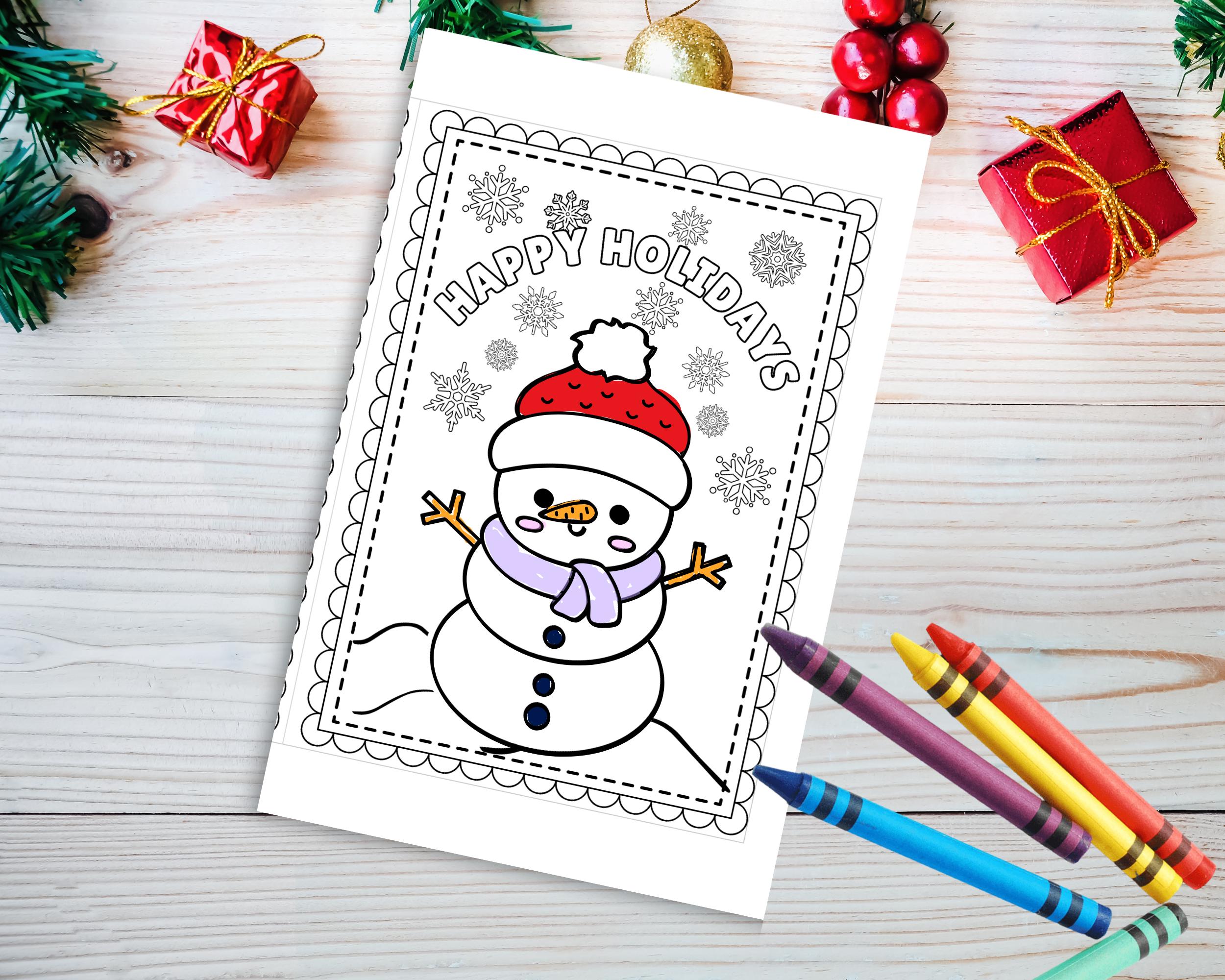 12 Printable Christmas Coloring Cards - Holiday Craft for Kids ...