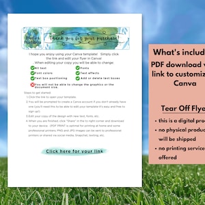 Puede incluir: Una descarga digital para una plantilla de folleto desprendible. El folleto es personalizable en Canva. El texto en la imagen dice "Qu&eacute; incluye: Descarga PDF con enlace para personalizar en Canva. Folleto desprendible - Este es un producto digital - No se enviar&aacute; ning&uacute;n producto f&iacute;sico - No se ofrecen servicios de impresi&oacute;n."