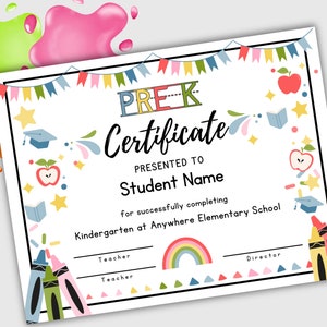 Pre K-Diplomvorlage, bedruckbares Vorschulzertifikat, Canva-Vorlage