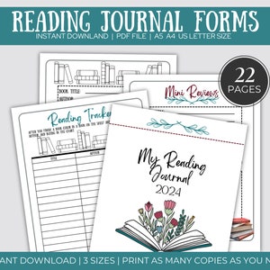 Printable Reading Tracker, Reading Journal, Book Review, Reading Challenges, Reading Calendar PRINTABLE