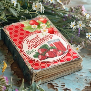 Pages de journal indésirable floral fraise | Papier imprimable Baies et fleurs | Journal de jardin | Papier imprimable d'été | | BBJJ01