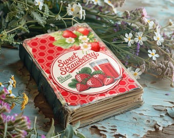 Strawberry Floral Junk Journal Pages | Berries and Blooms Printable Paper | Garden Journal | Summer Printable Paper | | BBJJ01