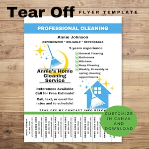 Folheto destacável para limpeza de casa, modelo de serviço de limpeza profissional, folheto personalizável faça você mesmo, ferramenta de marketing empresarial