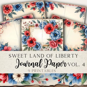 Junk Journal Printable Paper, Vintage Scrapbook Paper, Patriotic, Fourth of July, 4th of July, SLLJJ01