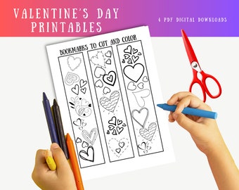 Actividades IMPRIMIBLES de San Valentín, marcapáginas para colorear de San Valentín, actividades infantiles