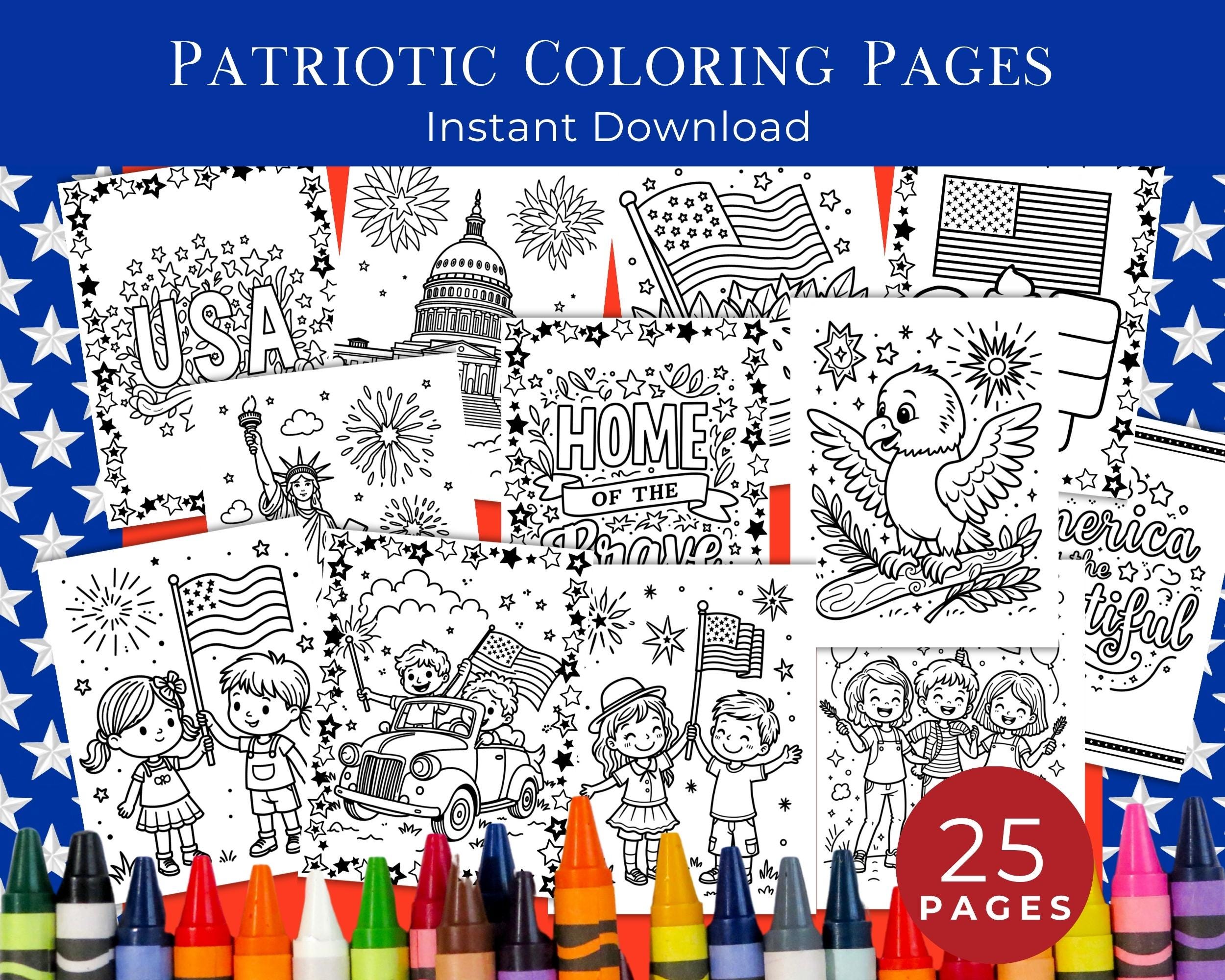 Patriotic Coloring Pages for Kids | 25 Printable Usa-themed PDF Sheets ...