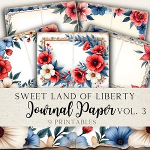 Junk Journal Printable Paper, Vintage Scrapbook Paper, Patriotic, Fourth of July, 4th of July, SLLJJ01
