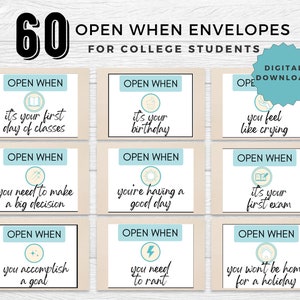Öffnen Wenn Umschläge für College Studenten, College Pflege Paket Briefe, Öffnen Wenn Briefe, Öffnen Wenn digitaler Download