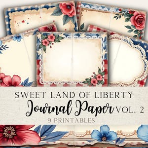 Junk Journal Printable Paper, Vintage Scrapbook Paper, Patriotic, Fourth of July, 4th of July, SLLJJ01