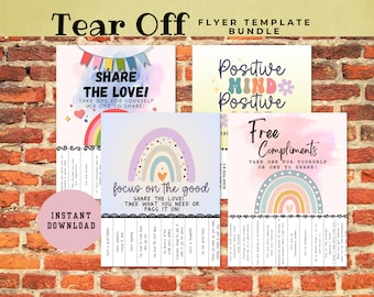 Compliment Tear Off Flyer BUNDLE for School Counselors, Therapists, Teachers, Librarians -- Inspirational Messages for Students