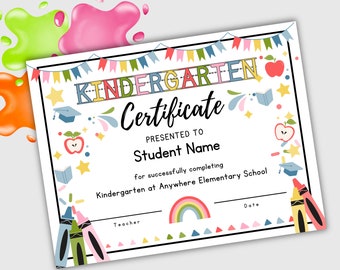 Kindergarten diploma template, PRINTABLE Kindergarten certificate, Canva diploma template