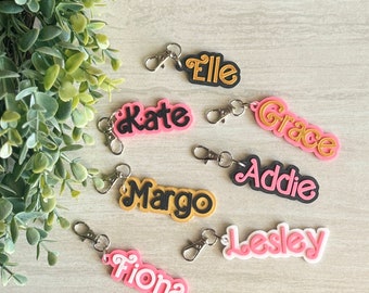 Personalized 3D Printed Name Tag Keychain, Doll Inspired Accessory, Bag Charm