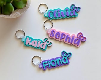 Personalized Cute Cat Backpack Tag | Custom Name Tag | Kids School Bag Tag | Kawaii Backpack Charm | Lunch Box Tag | Back to School