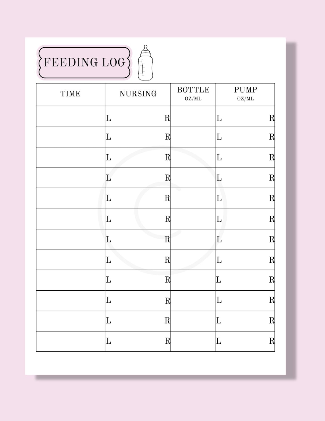 2 Baby Daily Log Tracker Printable - Newborn Feeding, Diaper, Sleep ...
