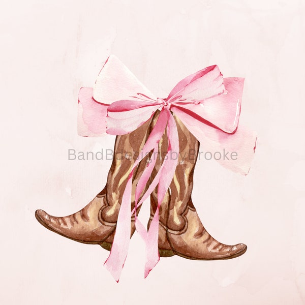 Saddle Up in Style: PNG Coquette Bow with Cowboy Boots Design - Western Chic for Kids and Adults!