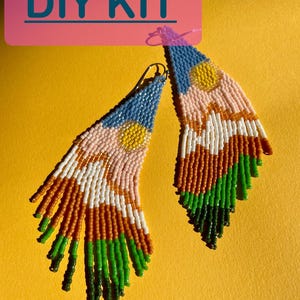 DIY Beaded Fringe Earring Kit: Miyuki Delica Beads, Weaving Pattern