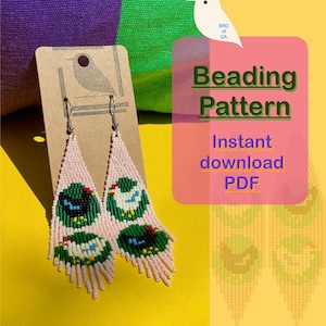 Beaded Chicken Earring Pattern: Miyuki Delica Bird Design (PDF Download)