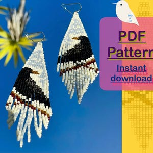 Beaded Crow Raven Earring Pattern: Brick Stitch PDF (Digital Download)