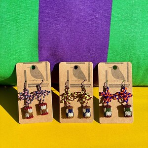 Beaded Flower Earrings: Colorful Floral Dangle Drop Earrings