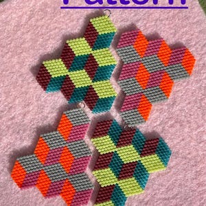 Geometric 3D cubes illusion Brick Stitch Beading Pattern – Miyuki Delica 11/0 Beadwork Design
