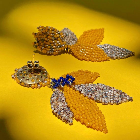 Boucles D'oreilles Pendantes - Imitation Topaze - Clous - Occasion En Parfait état
