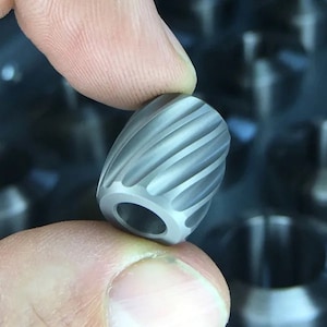 HELIX Lanyard Bead, Titanium, Etched