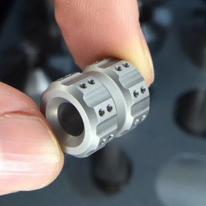 MUZZLE Lanyard Bead, Titanium, Etched