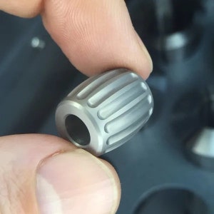 BARREL Lanyard Bead, Titanium, Etched