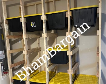 27 Gallon “Black & Yellow Bins” Tote Storage Rack (DIY plans only)