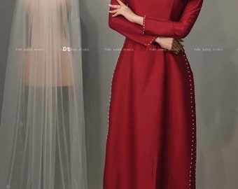 Vietnamese traditional & modern ao dài red, pants included