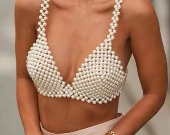 Faux pearl beaded body chain