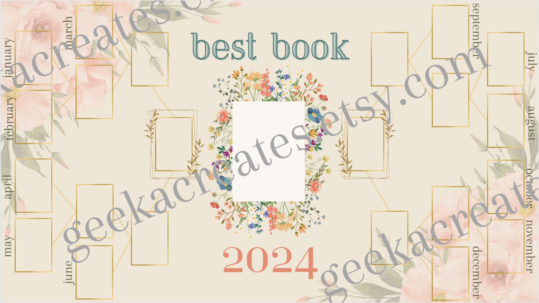 Digital Book Bracket 2024 - Floral Edition - Etsy