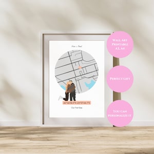 Personalisierte Love Story Map - Individuell angefertigte digitale Kunst für Paare