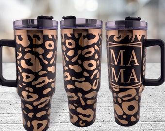 Engraved leopard print 40 oz tumbler gift for mom