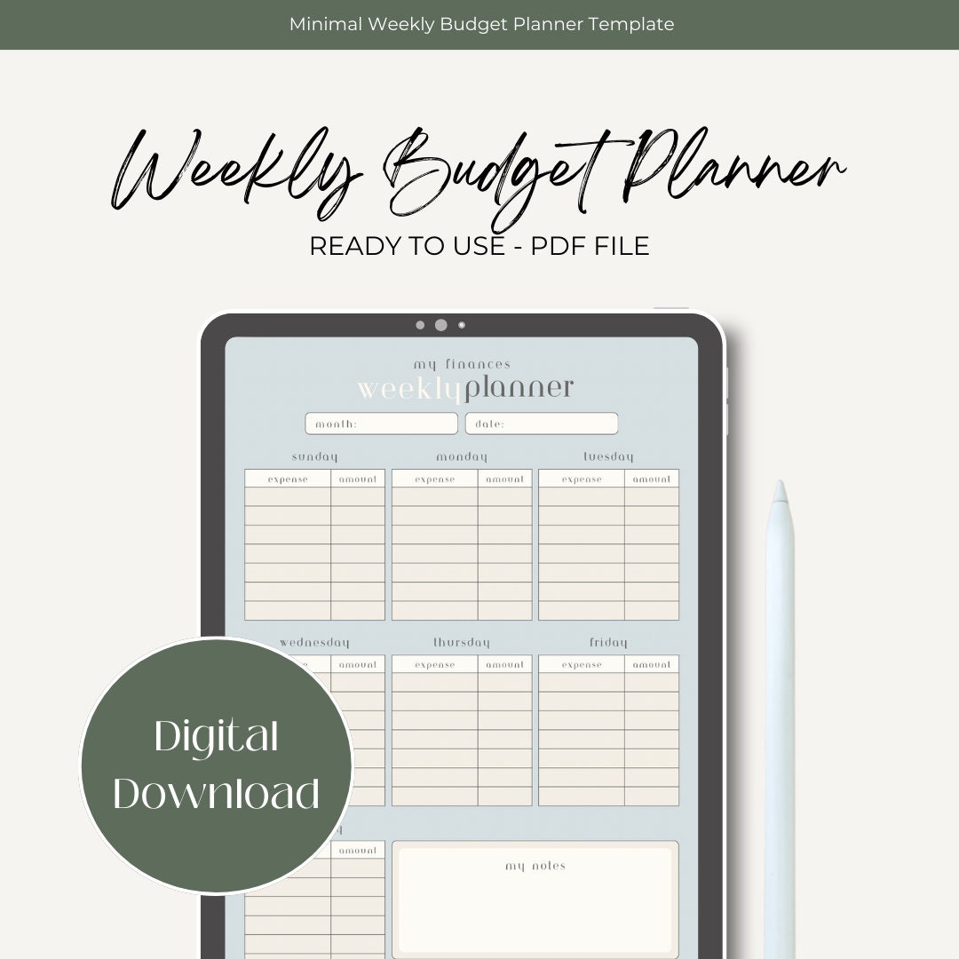 Minimal Weekly Budget Planner ~ Digital Download, Printable, PDF File ...