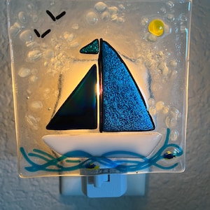 Fused Glass Sailboat Night Light