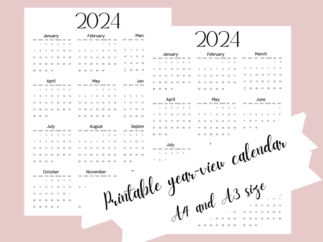 Printable Calendar, Printable Minimalist Calendar, Printable A4 ...