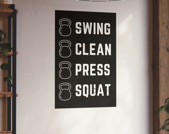 Kettlebell poster, sportschool poster, training decor, Kettlebell decoratie, gewichtheffen, kunst aan de muur, kunst