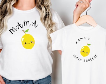 Mommy and Me Shirt Set, Mama and Me Set, Matching Mommy & Baby Shirts, Matching Mama and Me Shirts, Mama's Main Squeeze Lemon Baby Bodysuit