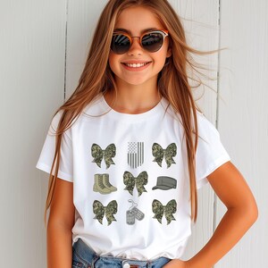 Military Kid, Military Toddler Shirt, Veteran's Day, Military Appreciation, Gift for Her, Deployment, Boot Camp, Bow, Military Mom, Baby T image 3