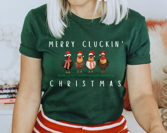 Christmas Chicken Shirt, Chicken Christmas Shirt For Women, Funny Animals Christmas Shirt, Farm Lover Gift, Funny Christmas Shirt, Chicken T