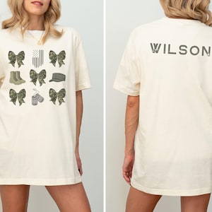 Custom Military Wife, Military Mom, Military Girlfriend Boots and Bows T-Shirt, Military Appreciation, Gift for Her, Deployment, Boot Camp