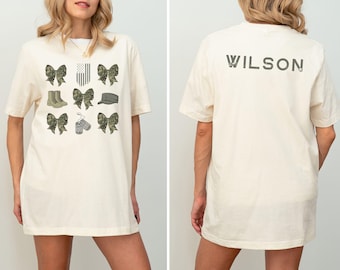 Custom Military Wife, Military Mom, Military Girlfriend Boots and Bows T-Shirt, Military Appreciation, Gift for Her, Deployment, Boot Camp