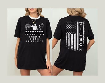 Chemise de bal militaire personnalisée pour femme, Drapeau américain, Déploiement, États-Unis, Chemise pour conjoint, Soldat, Vétéran, Outre-mer, Bienvenue à la maison
