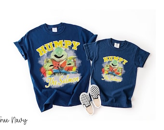 Humpy le saumon Seattle Baseball chemises familiales assorties, t-shirt vintage bootleg des années 90, baseball vintage, réunion de famille, cadeau de baseball pour lui