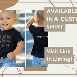 May include: A black t-shirt with a camouflage print featuring military-themed icons, including boots, a flag, and a hat. The text "AVAILABLE IN A CUSTOM SHIRT" and "Visit Link In Listing!" are displayed on the image.