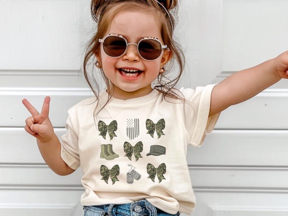 Military Kid,  Military Toddler Shirt, Veteran's Day, Military Appreciation, Gift for Her, Deployment, Boot Camp, Bow, Military Mom, Baby T