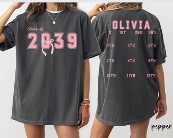 Camiseta con estampado de manos de la clase 2039, primer día de clases, colores cómodos, "Crece conmigo", camiseta "Creciendo", jardín de infantes, primer día, regreso a clases